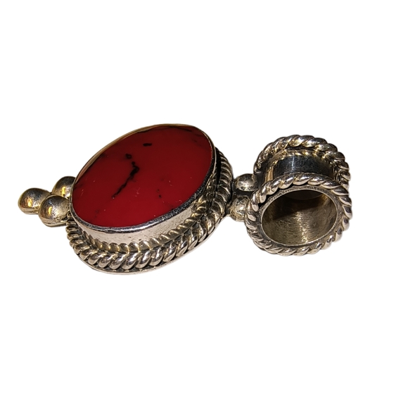 Vintage Mexico ATI  Red Jasper & Sterling Silver  Pendant - Picture 2 of 9